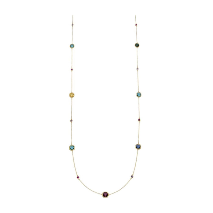 Collar con cuarzo hidrotermal multicolor acabado oro amarillo 18k