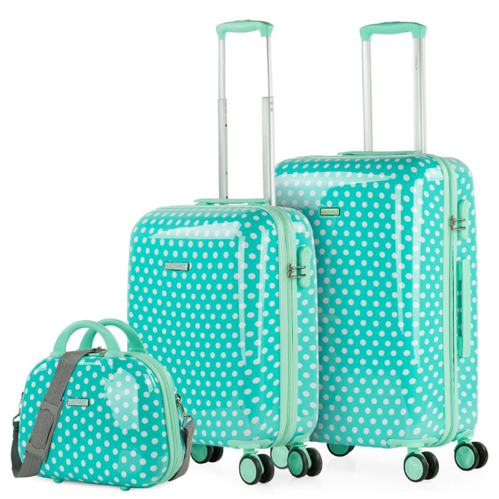 Juego De Maletas De Viaje Juvenil Infantil Niña Niño 4 Ruedas Set Trolley 3 Pzs.(Cabina Pequeña (Equipaje Avión), Mediana Y Neceser De Viaje 702400B