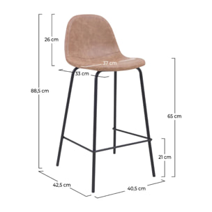 Lot de 2 chaises pour îlot central 65 cm en cuir synthétique taupe - Henrik