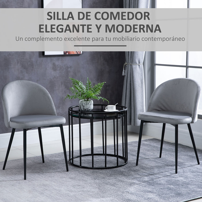 Set 2 Sillas de Comedor de Esponja y Madera 49x50x77 cm Gris