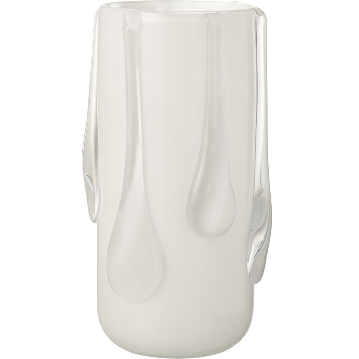 J-Line Vase Drippy Verre Blanc Poudre Large