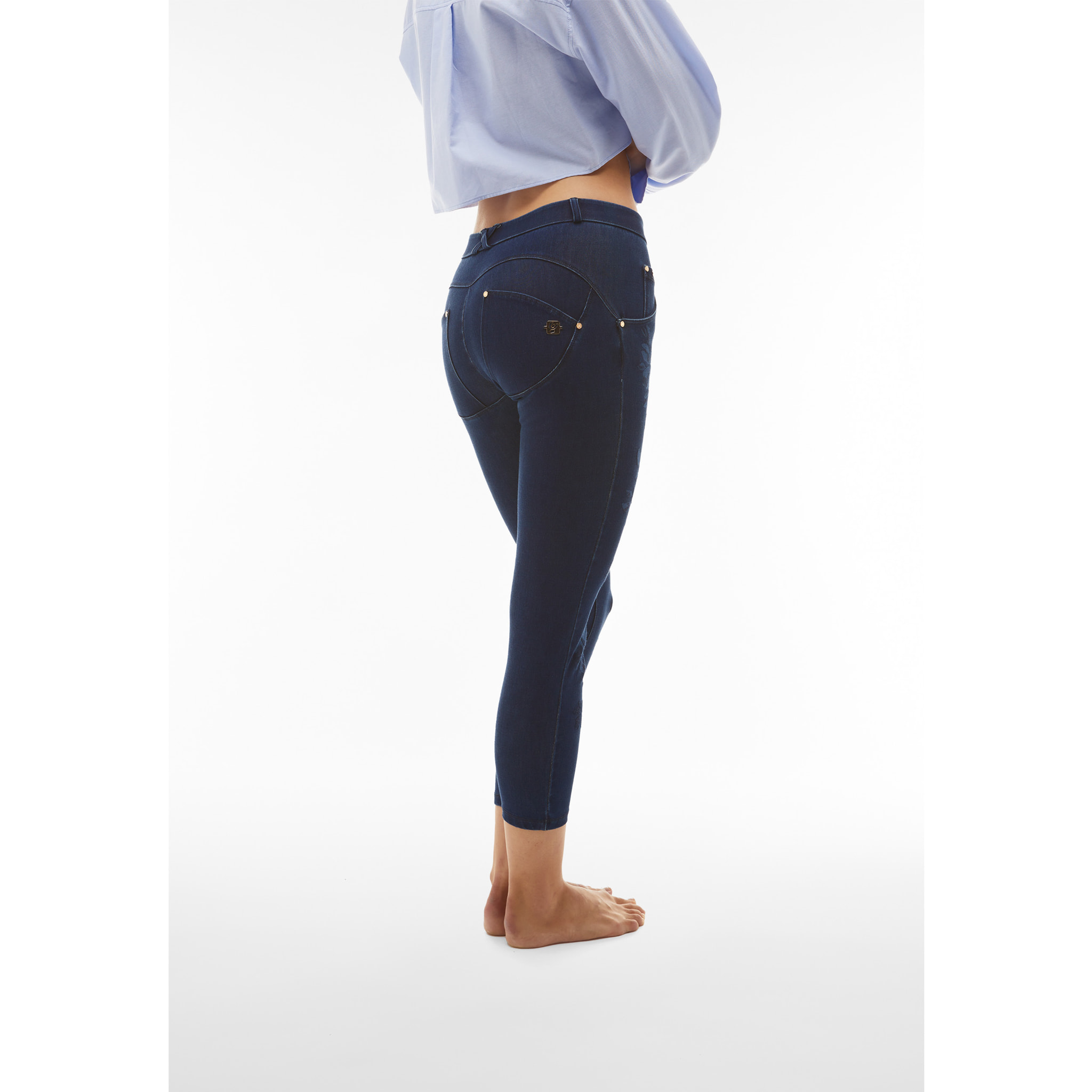 Jeans WR.UP® vita regular 7/8 con decoro floreale