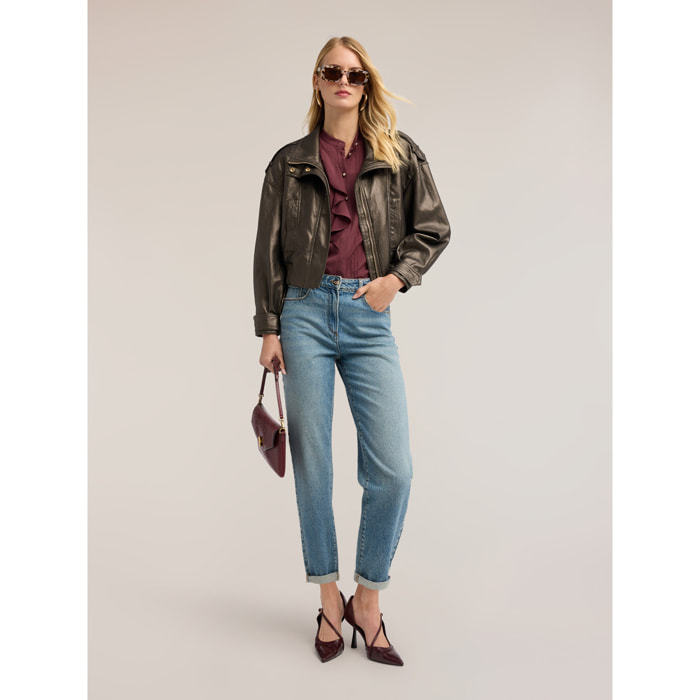 Motivi - Jeans boyfriend con risvolto - Azzurro