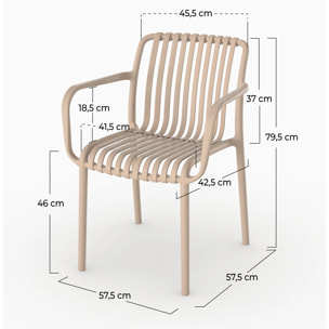 Lot de 2 chaises de jardin empilables en plastique beige - Ivy