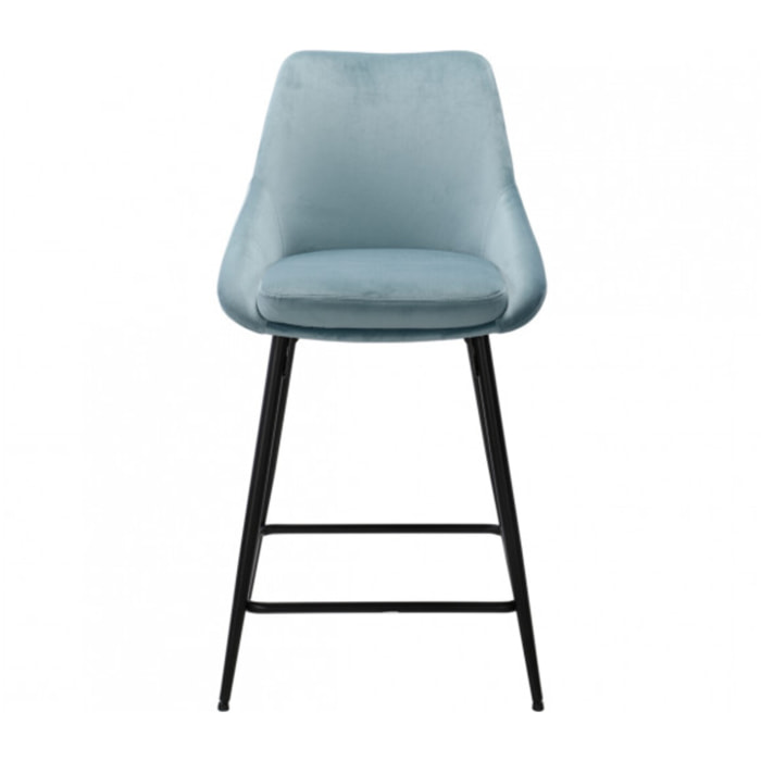 Tabouret de bar en velours avec piètement métal noir - MONDO