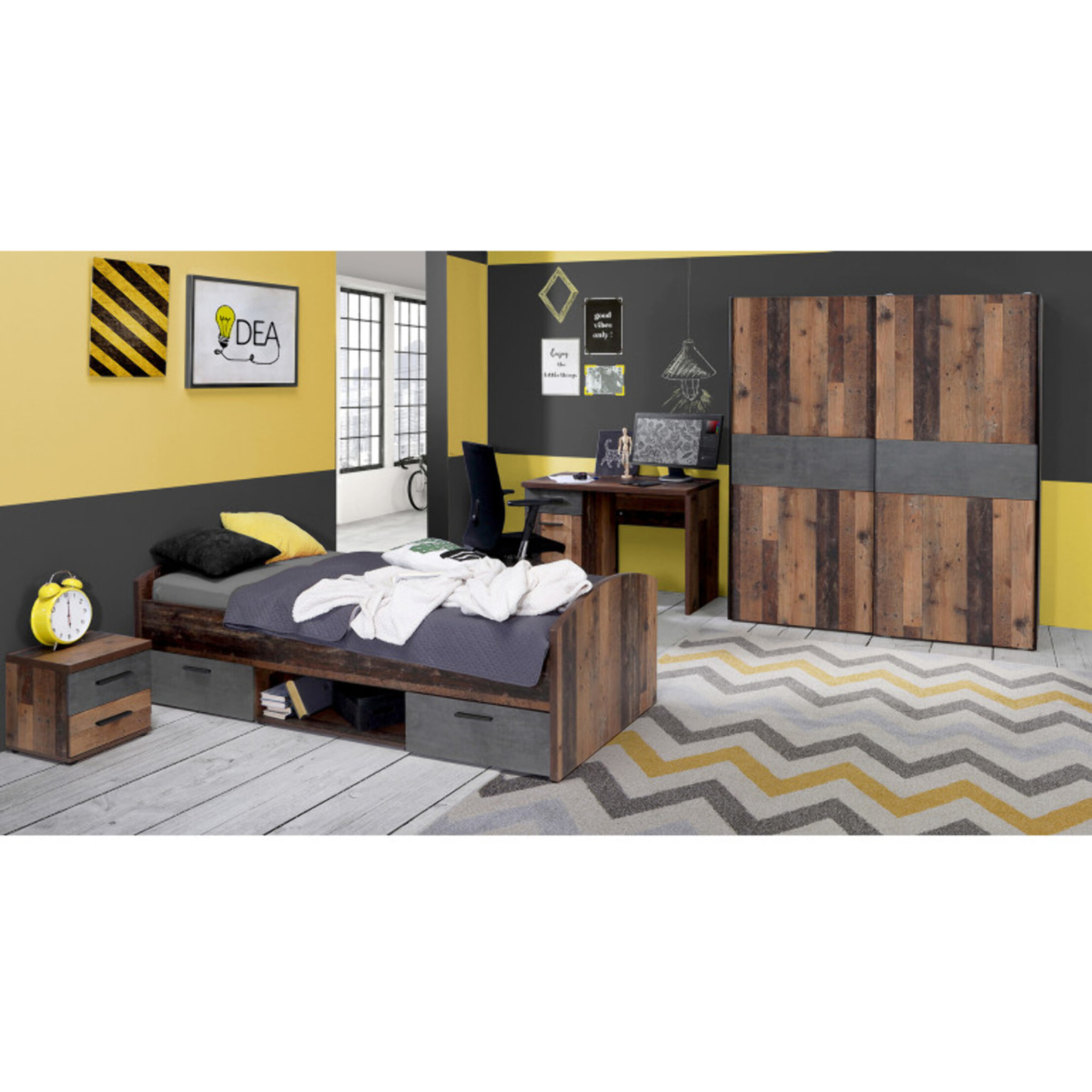 Bureau vintage 110 cm avec rangement en bois - TOM