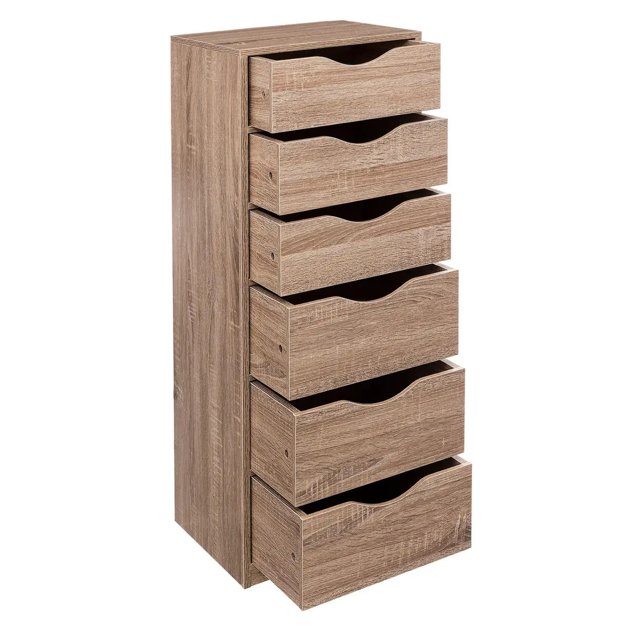 Caisson 6 tiroirs effet bois naturel