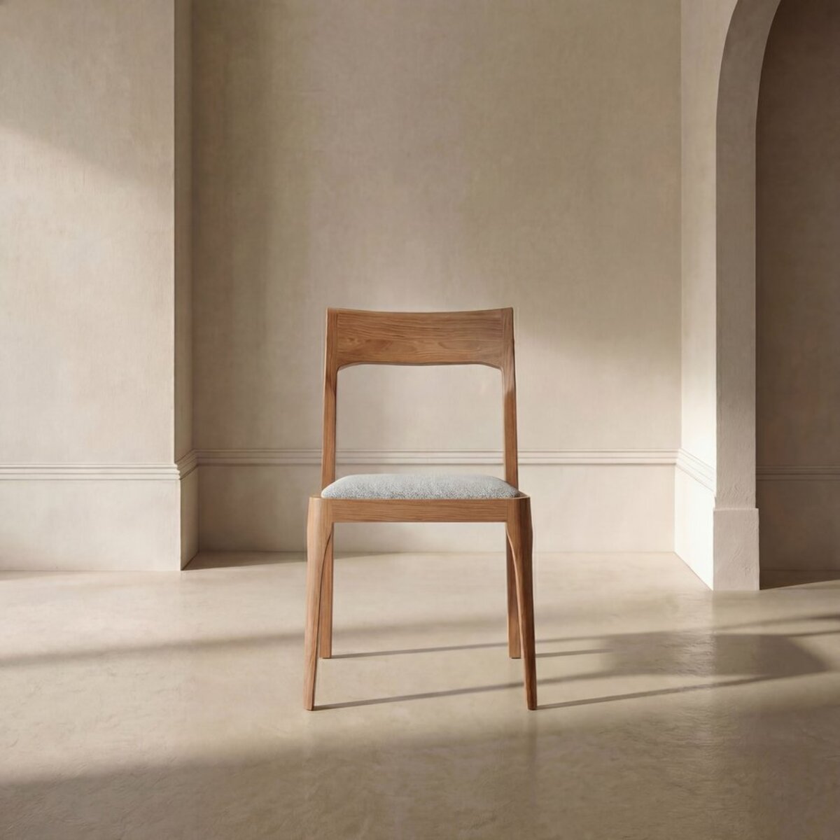 Chaise Nory -bois massif d'hévéa et tapisserie en tissu-couleur noyer 42 x 83 x 54 cm