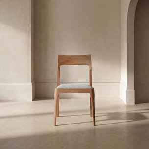 Chaise Nory -bois massif d'hévéa et tapisserie en tissu-couleur noyer 42 x 83 x 54 cm