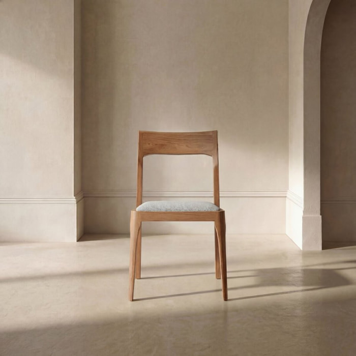 Chaise Nory -bois massif d'hévéa et tapisserie en tissu-couleur noyer 42 x 83 x 54 cm
