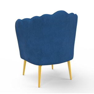 Fauteuil Arielle - Bleu / pied doré