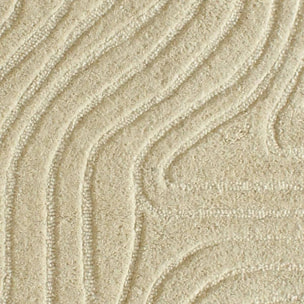 Tapis Salon 160 x 230 cm Beige, Laine chaleureuse, VYTA, motif abstrait en relief, design graphique