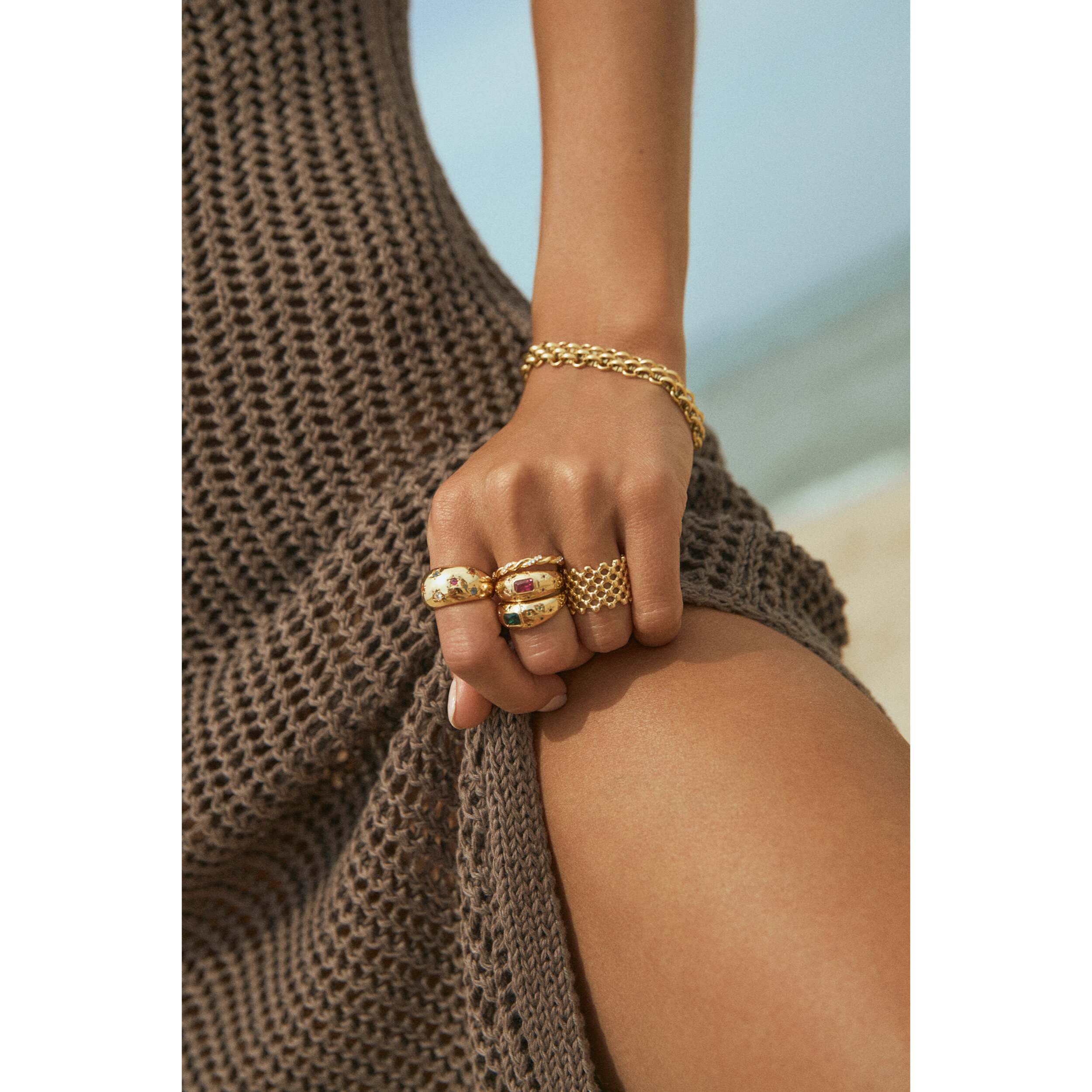 Anillo Tressia Plata Baño Oro