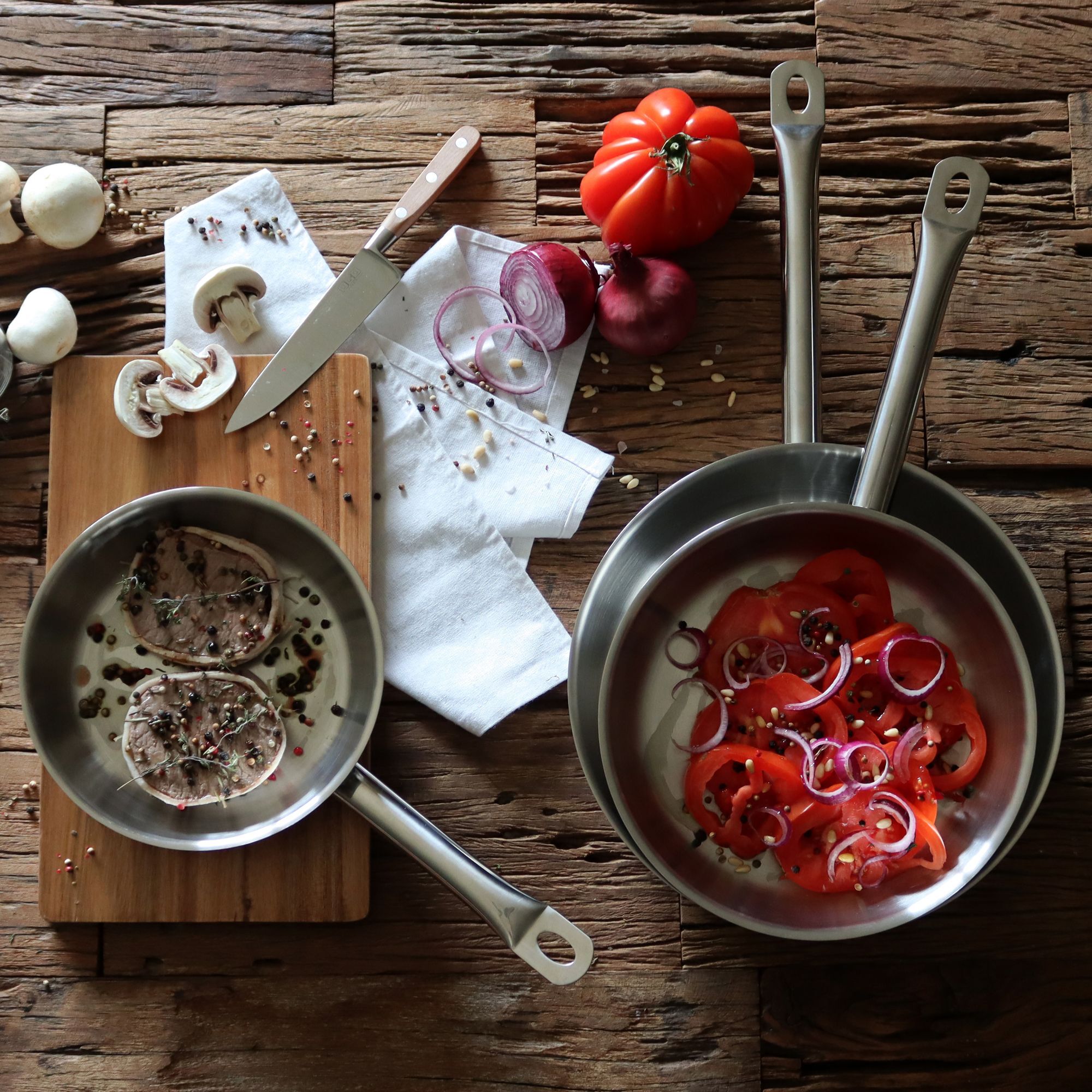 Poêle professionnelle en acier inoxydable 20cm - tous feux PROFESSIONNEL