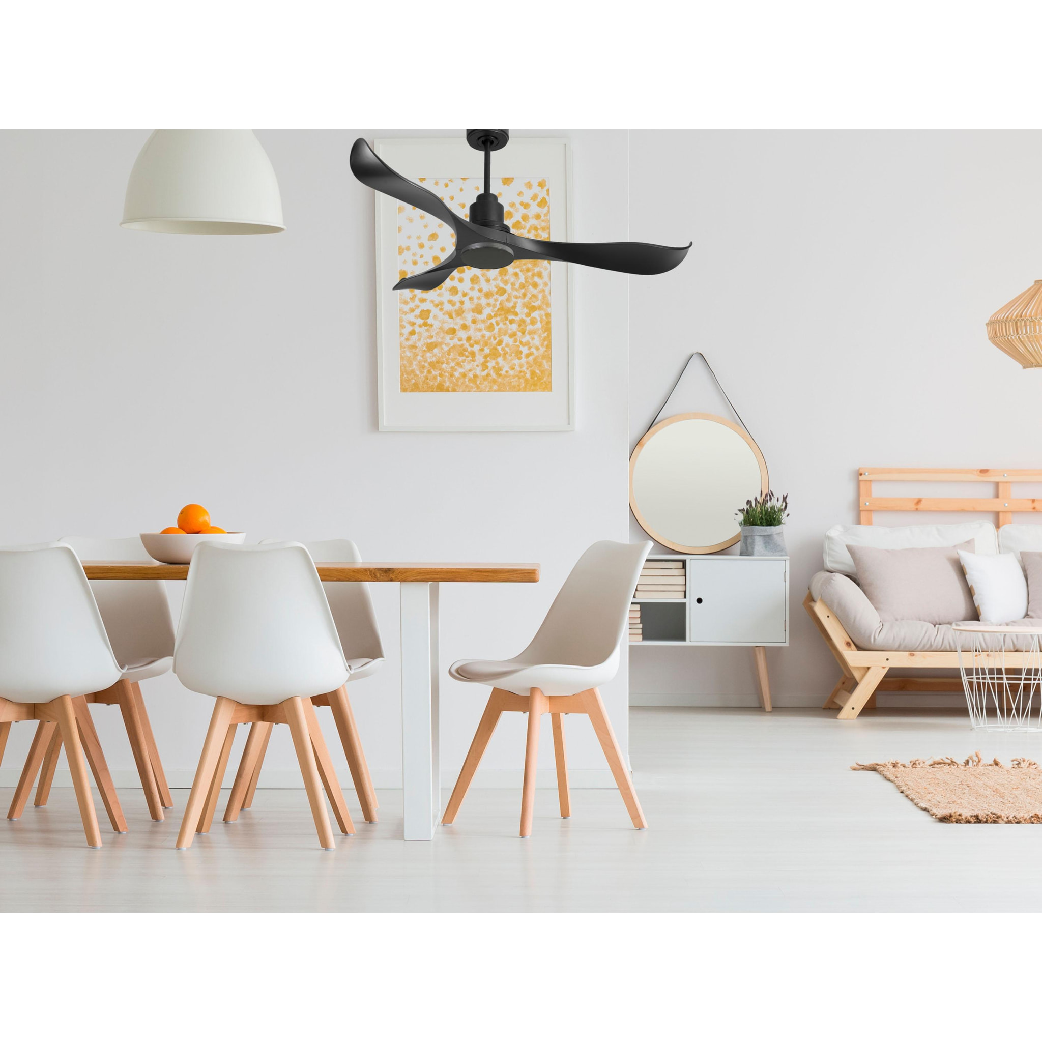 Ventilateur de plafond Réversible  Thermostat Wifi Moteur à courant continu Toits en pente Télécommande Adaptateur 2/3 Lames Hypersilence Mémoire Shopify Vendible (AUTOMATIQUE)