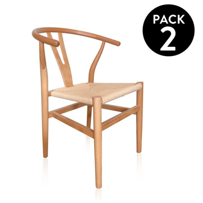 Pack 2 sillas de comedor Kioto Natural claro