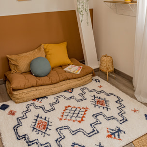 Tipi - tapis chambre d'enfant style berbère à poils longs à motif multicolore