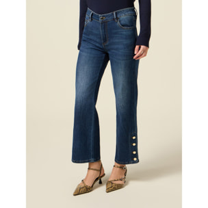 Oltre - Jeans regular con bottoni decorativi - Blu