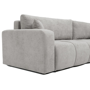 Nicole - Canapé d'angle réversible 5 places convertible avec coffre en tissu - Gris clair
