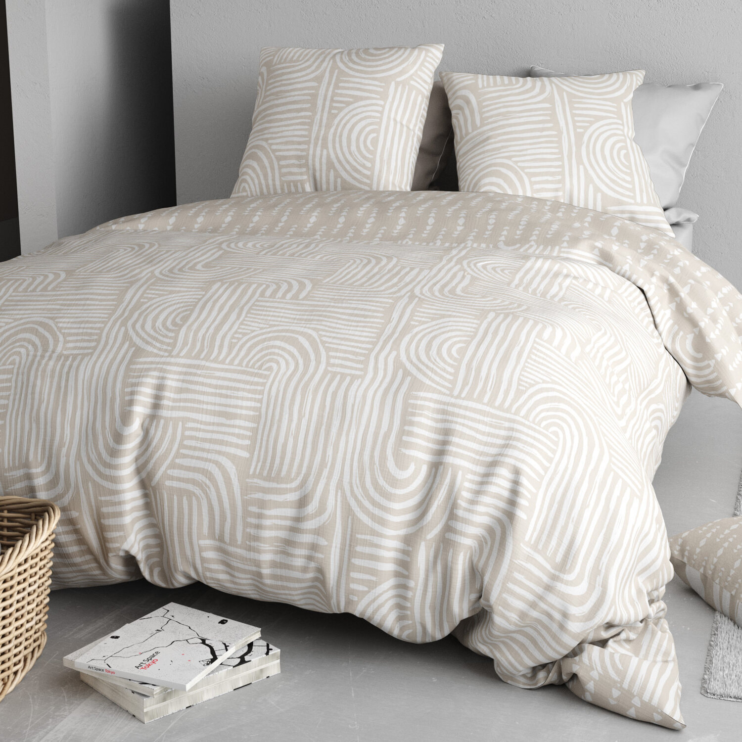 Parure housse de couette 3pcs 100% coton 57 fils fado