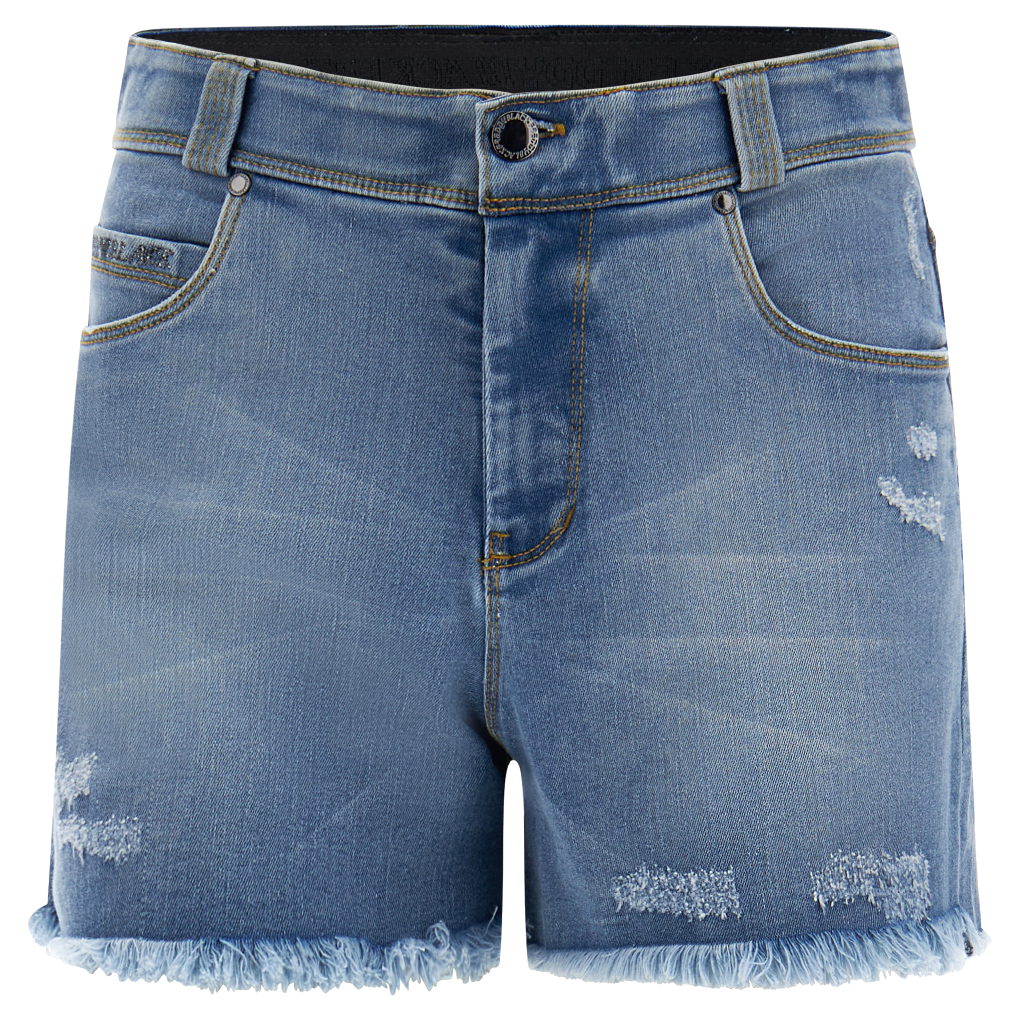 Shorts FREDDY BLACK in denim chiaro con fondo sfrangiato