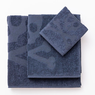 Set 6 de toallas de baño calavera (2x tocador 30x50cm + 2x manos 50x90cm + 2x baño 70x140cm) 100%algodón azul scalpers home