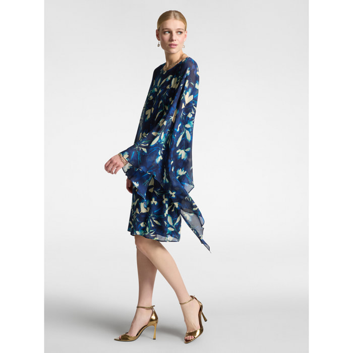 Elena Mirò - Abito elegante stampato con mantella - Blu