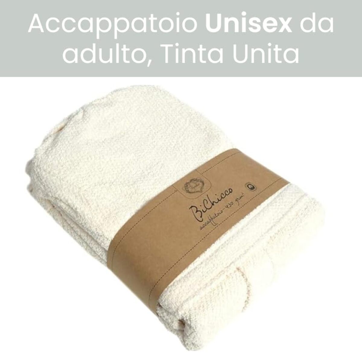 INTRECCI Accappatoio Bichicco in Spugna Tinta Unita Unisex Adulto in Cotone, Accappatoio in Cotone Asciugatura rapida con Tasche e Cappuccio