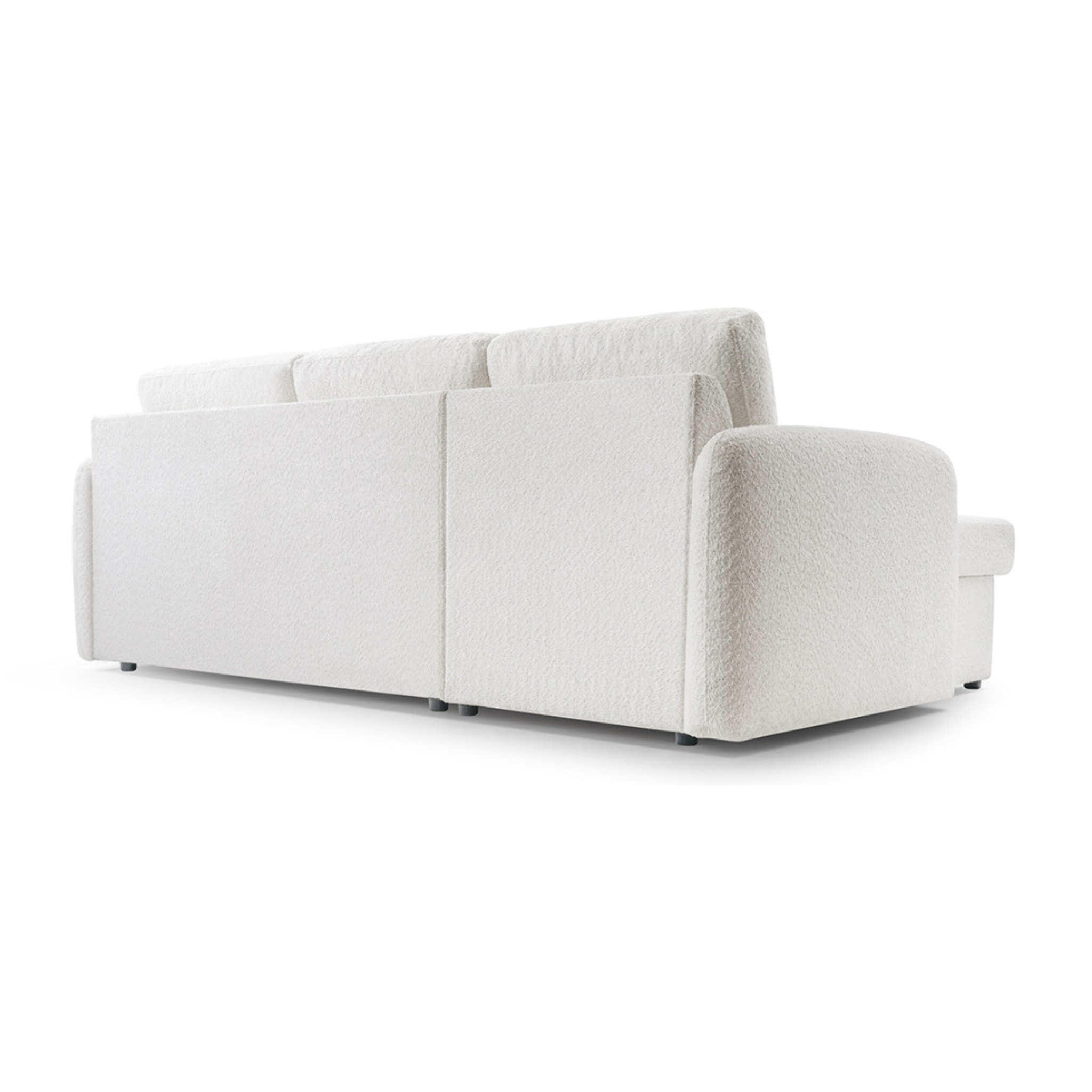 Pocatello - canapé d'angle réversible 4 places - convertible avec coffre - en tissu bouclette - Blanc