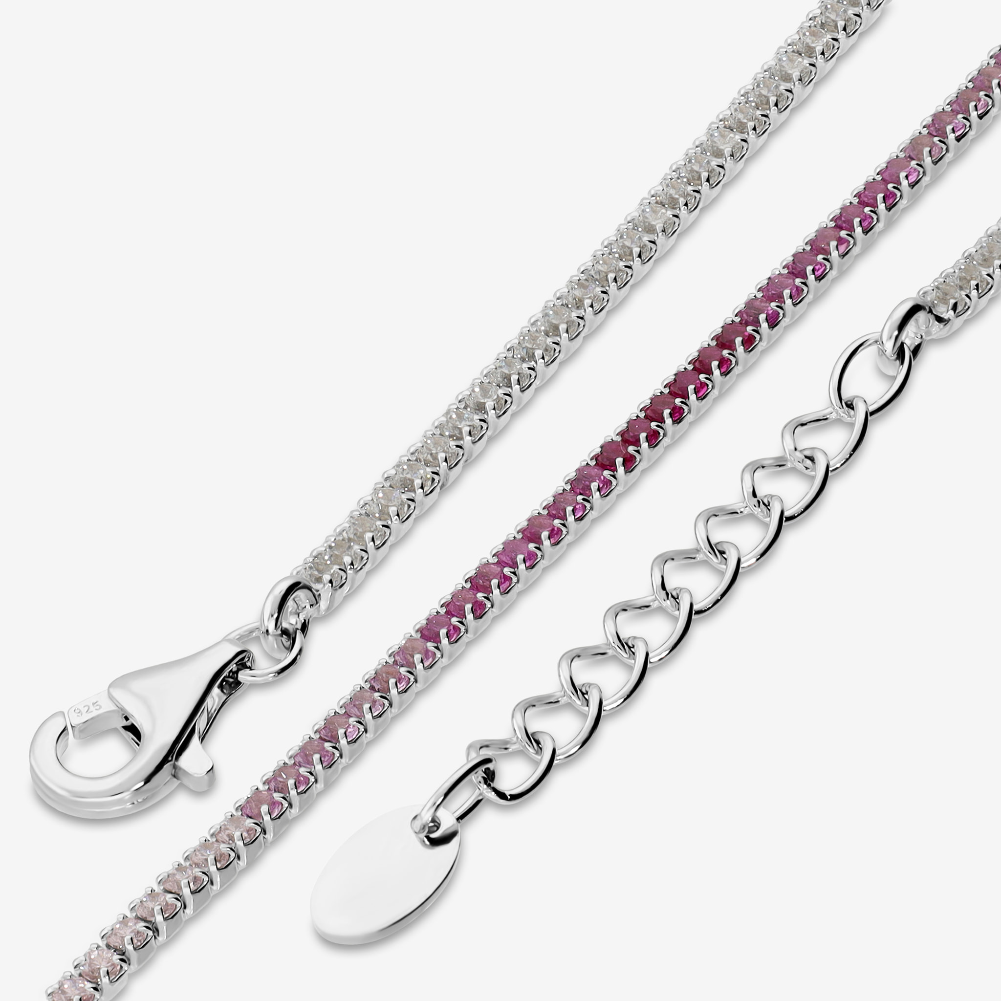 Bracciale Tennis con Cubic Zirconia Rosse 1.5mm