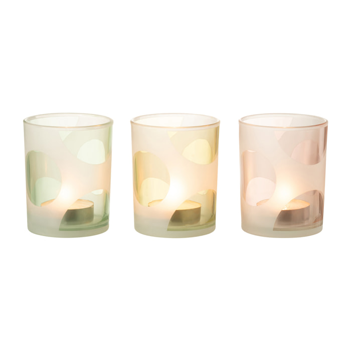 J-Line photophore Rond - verre - mix/pastel - medium - 3 pcs