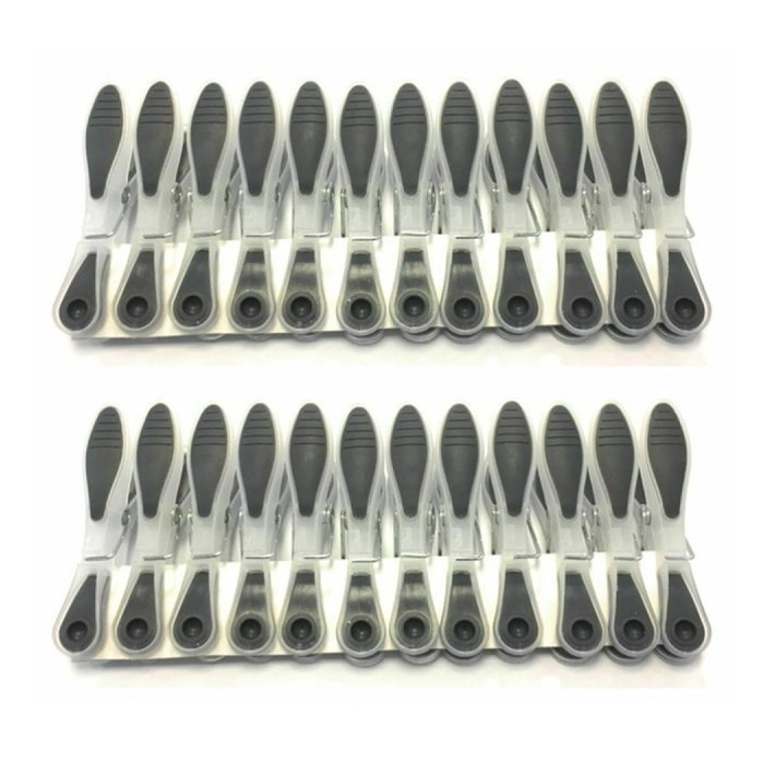Lot de 120 pinces à linge bi-matières grises MSV