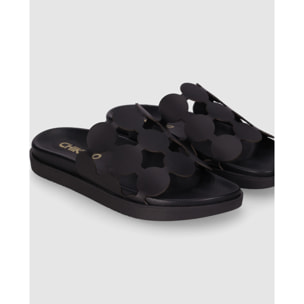 Sandalias de Piel - Negro - Tacón: Bajo