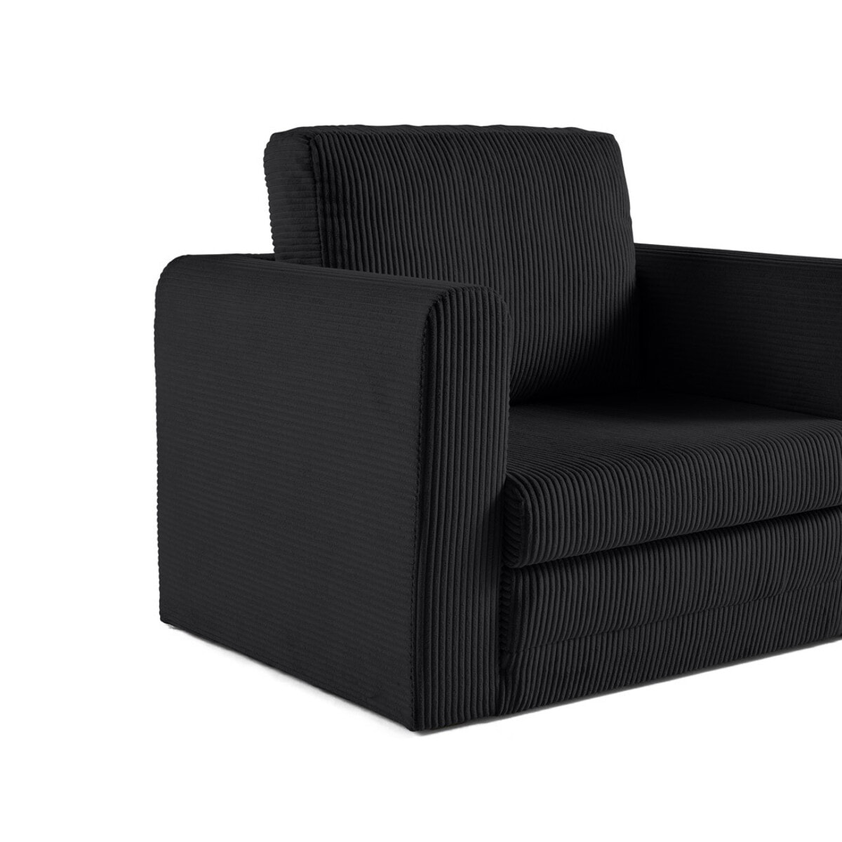 Marilia - fauteuil - convertible déplimousse - en velours côtelé - Noir