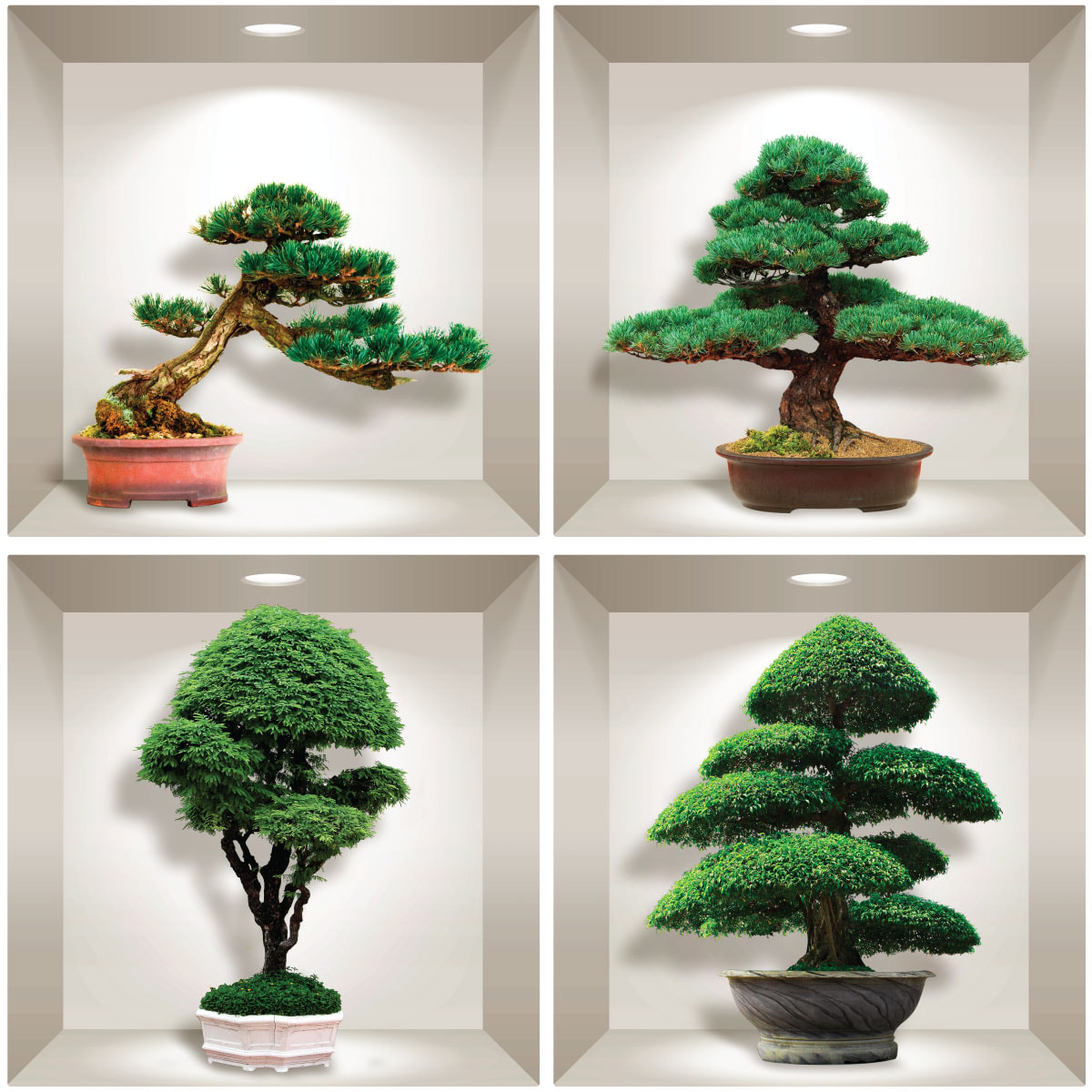 Stickers muraux 3D | Sticker Mural Autocollant effet 3D bonsai design - Stickers adhésifs 3D Chambre Salon Trompe l'oeil