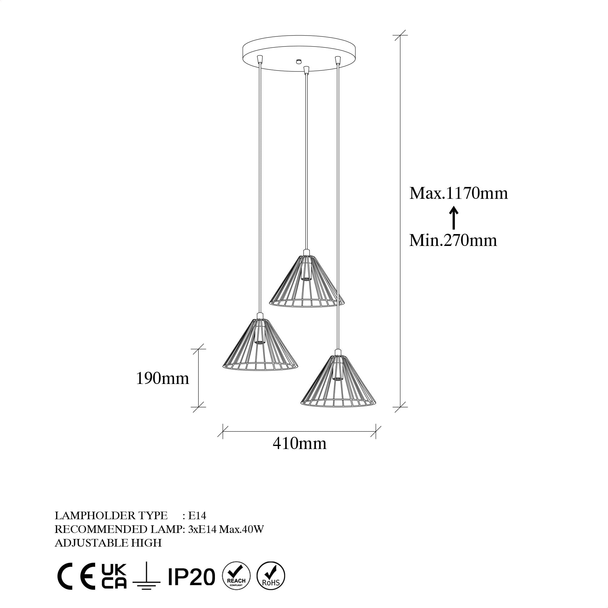Lámpara de techo - Oro brillante, 41x41x117