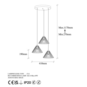 Lámpara de techo - Oro brillante, 41x41x117