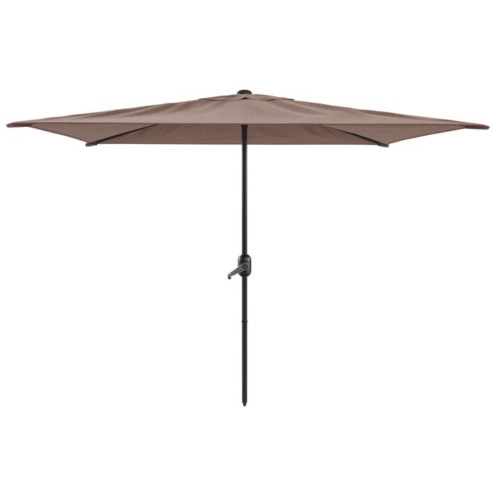Ombrellone Rettangolare 3x2 M Da Giardino Parasole Per Balcone Con Air Vent Apertura A Manovella Anti UV Idrorepellente Mare Spiaggia Piscina Marrone