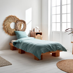 Parure de lit gaze de coton vert amande ALIX