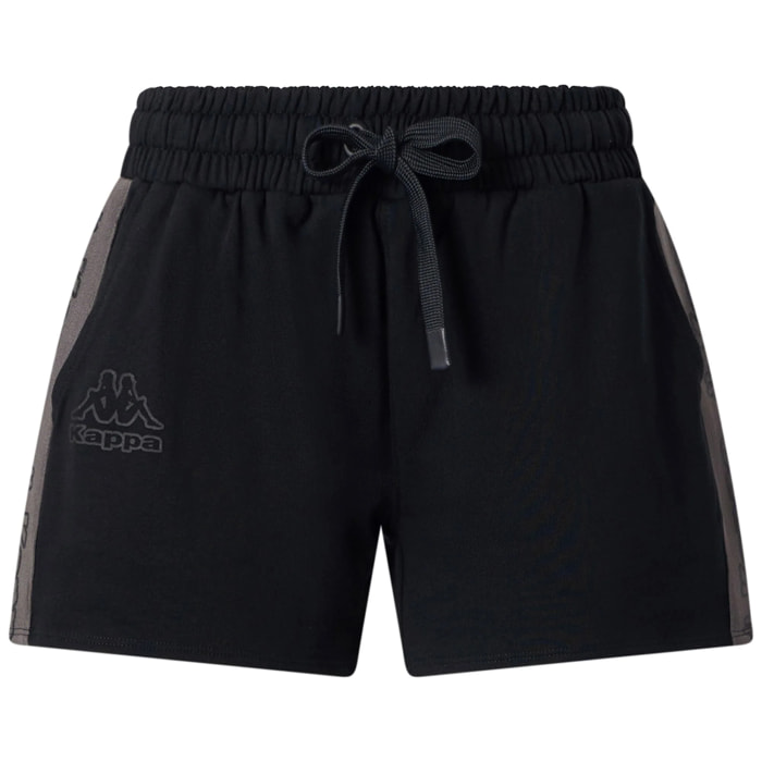 Pantaloni Corti Kappa Donna Logo Tape Gragria Nero