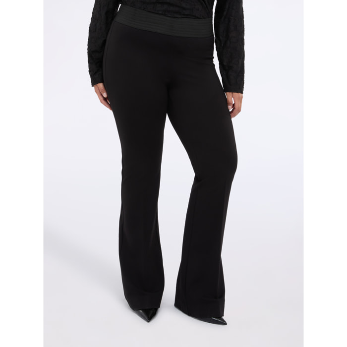 Fiorella Rubino - Pantaloni flare in Punto Milano - Nero