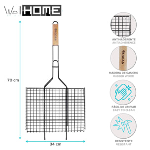 Well home - parrilla para hamburguesas grill rack negro antiadherente