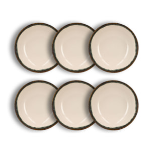 Lot de 6 assiettes creuses atome 21cm en faience beige ATOME