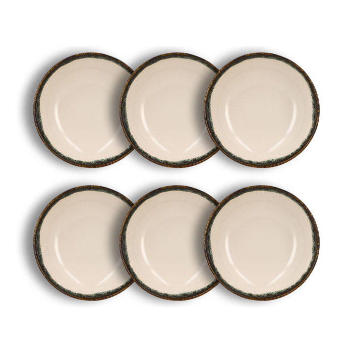 Lot de 6 assiettes creuses atome 21cm en faience beige ATOME