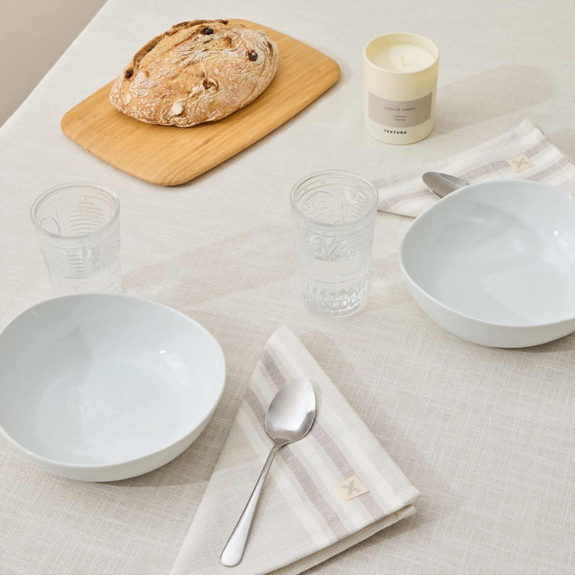 Mantel algodón rayas Alina color gris piedra 100% Algodón