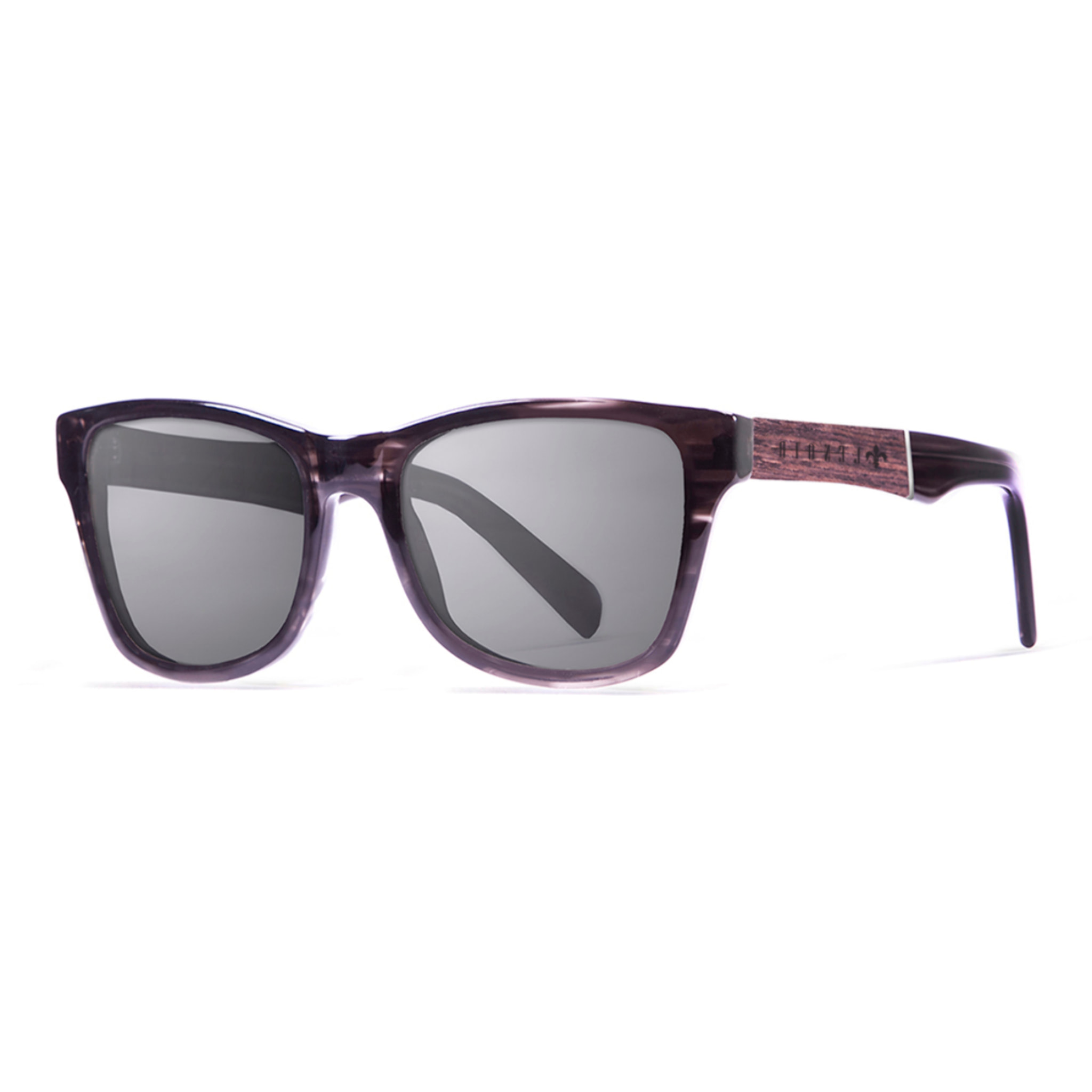 Gafas de sol LENOIR MARIUS - Marrón brillante y rayada, patilla elm nudosa y dorado / Gris