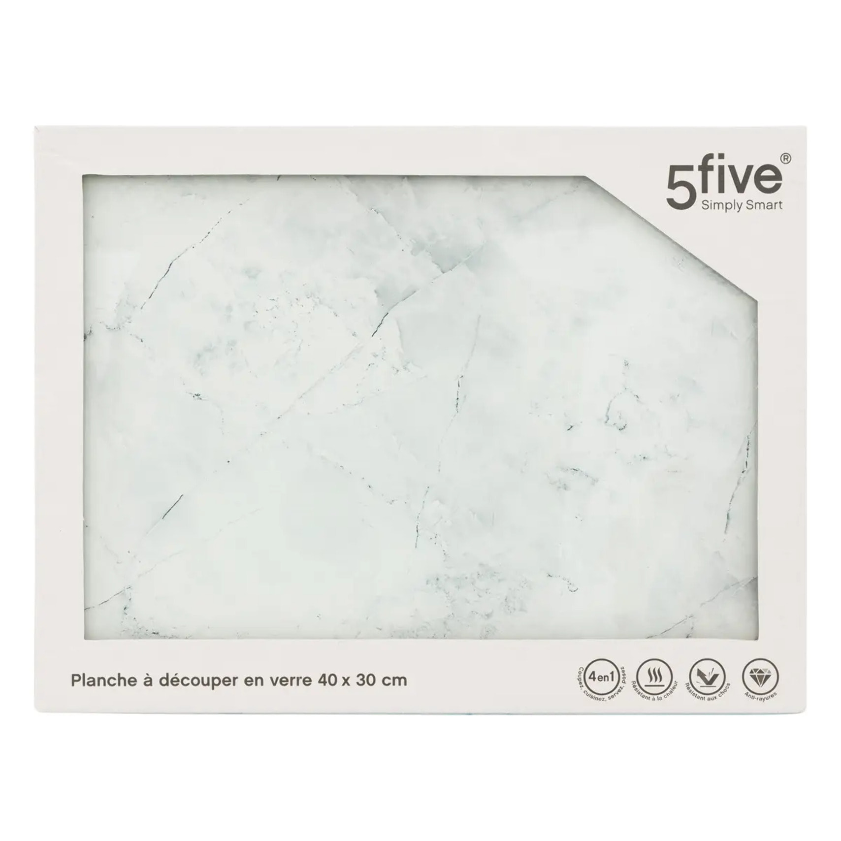 Planche Décorative en Verre 40 x 30 Marbre Blanche