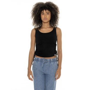 Camiseta de tirantes de mujer de canalé con cordones Leone Fancy Stripes