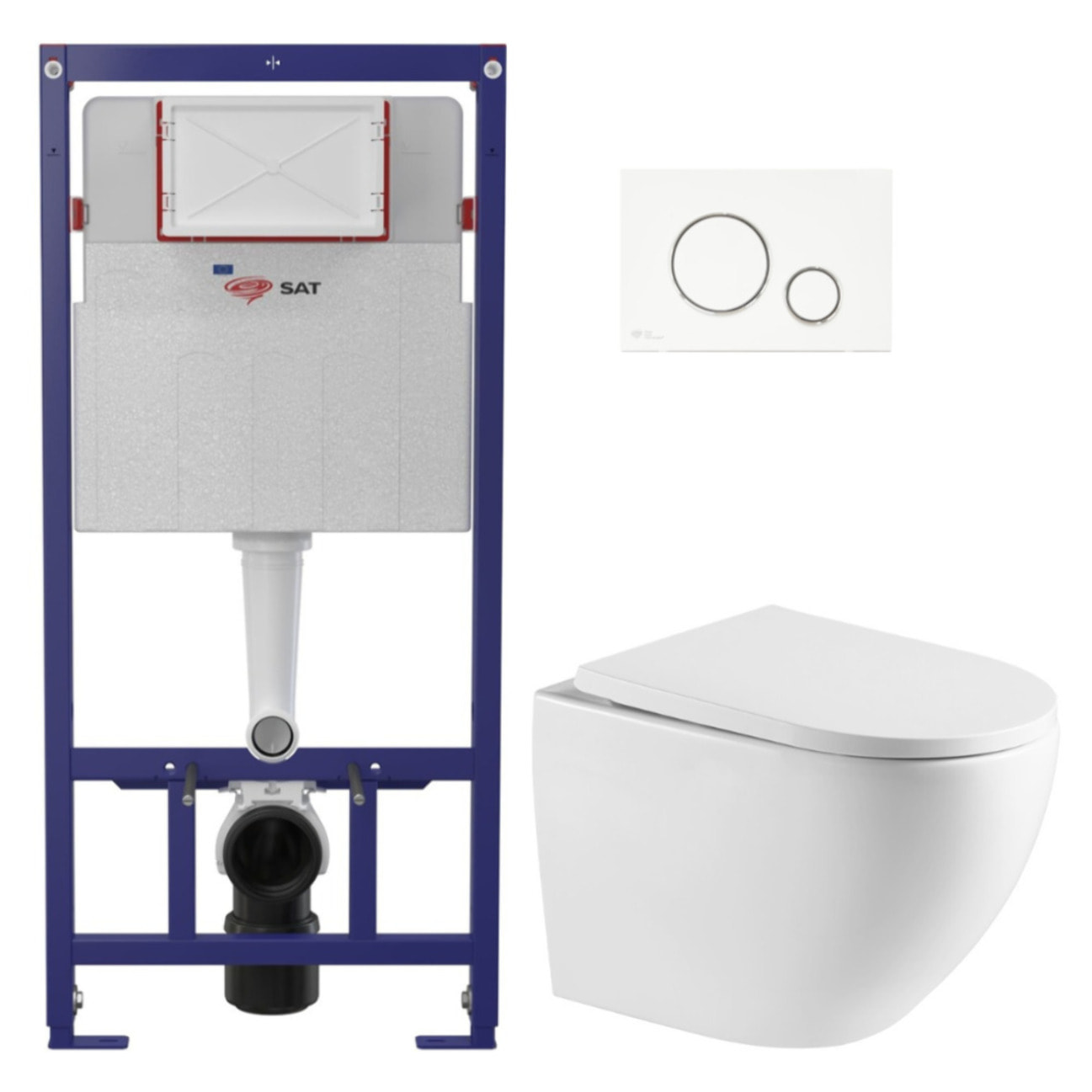 Pack WC bâti ECO 2L Swiss Aqua Technologies + WC suspendu Swiss Aqua Technologies + plaque blanc/chrome (STEST67WR03-FR)