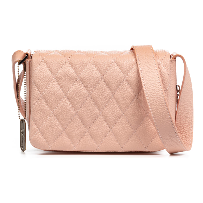 Borsa a tracolla Argentera donna. Vera pelle Dollaro con cuciture a disegno geometrico.